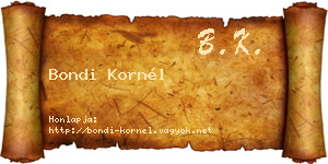 Bondi Kornél névjegykártya